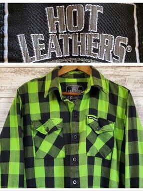 Hot Leathers Neon Green Heavyweight Flannel Motorcycle